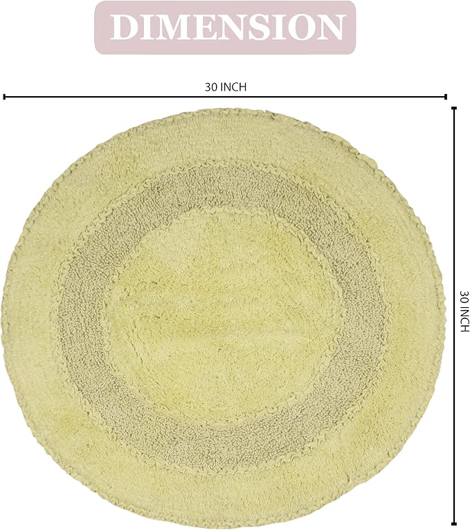 Home Weavers Radiant Collection 100% Cotton Bathroom Rugs Set, Bathroom Décor, Washable Rug, Extra Soft and Absorbent Bath Rug, Kitchen Mat, Bath Mat Set, Bath Floor Mat Non Slip, 30" Round, Green