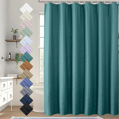 Aiyufeng Turquoiser Shower Curtain for Bathroom, Embossed Textured Fabric Shower Curtain for Bathroom - Soft Cloth & Hotel Spa, Machine Washable, 72X96, Turquoiser