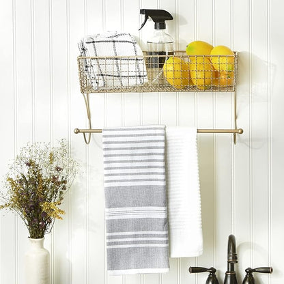 DII Rustic Bathroom Décor, Metal Storage, Large Towel Bar, Gold