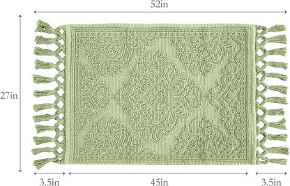 Jean Pierre - Ricardo Bath Mat, Woven Fringe Bathroom Rugs, 100% Cotton, Premium Bathroom Decor - Measures 27" x 52" - Sage Green