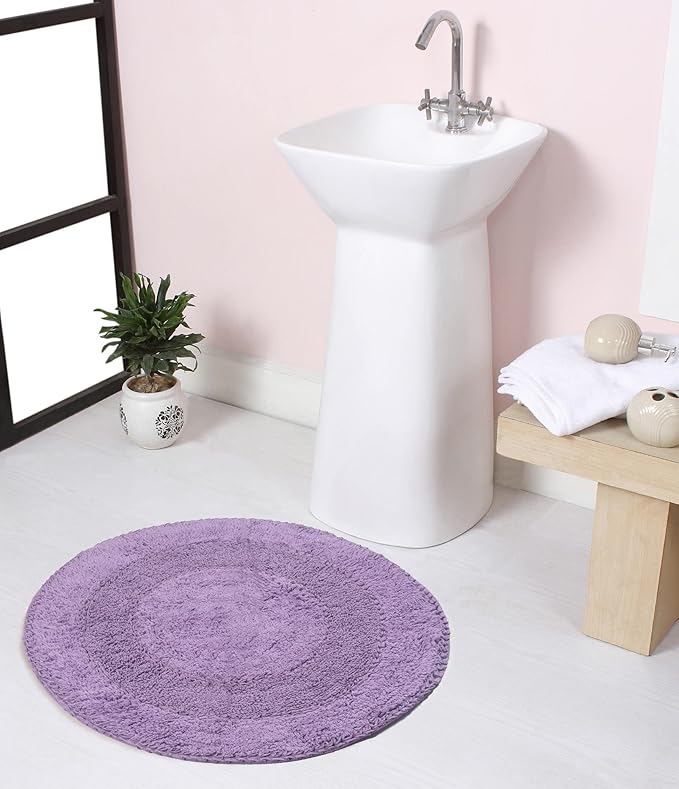 Home Weavers Radiant Collection 100% Cotton Bathroom Rugs Set, Bathroom Décor, Washable Rug, Extra Soft and Absorbent Bath Rug, Kitchen Mat, Bath Mat Set, Bath Floor Mat Non Slip, 22" Round, Purple