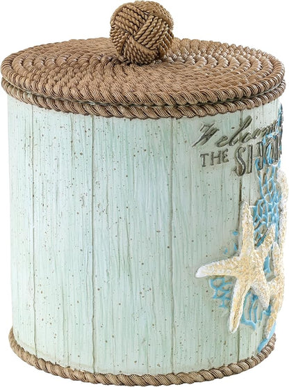Avanti Linens - Covered Jar, Guest Bathroom Essentials, Coastal Inspired Bathroom Decor (Beachcomber Collection)