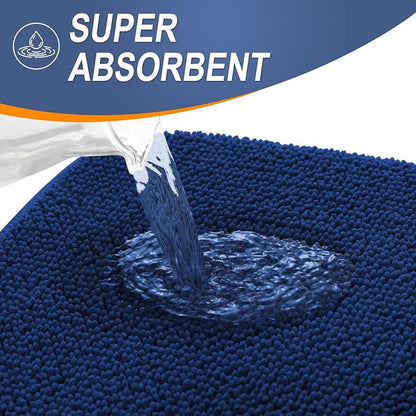 OLANLY Thick Memory Foam Bathroom Rugs 35x24, Soft Absorbent Bath Mat, Navy | Quick Dry Bath Rugs, Non-Slip Carpet, Machine Washable Mats for Bathroom Floor, Tub and Shower, Home Decor Accessories