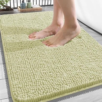 OLANLY Bathroom Rugs 34x21, Extra Soft Absorbent Chenille Bath Rugs | Vanilla, Quick-Drying Rubber Backing, Machine Washable Bath Mat for Bathroom Floor, Tub and Shower, Home Decor Accessories