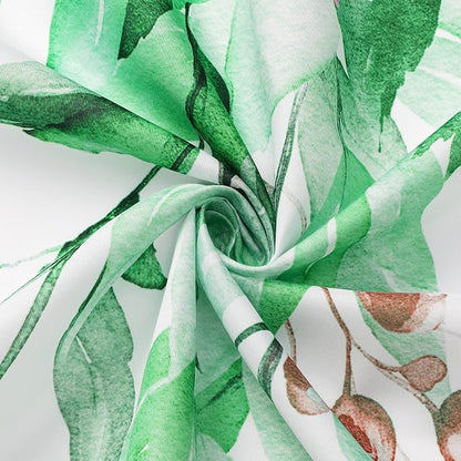 Emerald Green Eucalyptus Shower Curtain, Floral Print, 72x84 | Watercolor Plant Leaves Floral Print, Waterproof Fabric Bathroom Decor, Machine Washable, Rustproof Grommets
