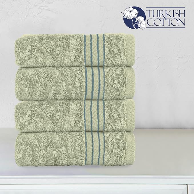 Elegant Comfort Premium Turkish Cotton 4 Pack Hand Towel Set - 16 x 28 inch, Luxurious Hotel Spa Quality 100% Turkish Cotton 4PC Hand Towel Set - Highly Absorbent - Soft Bathroom Towels, Mint Green
