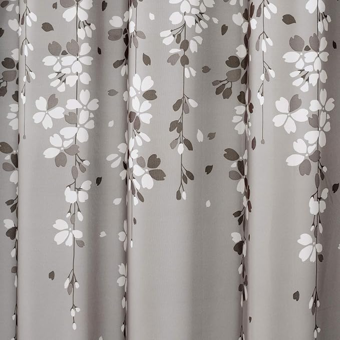 Lush Decor Weeping Flower Shower Curtain 72"W x 72"L Gray - Fabric Shower Curtains for Bathroom - Floral Bathroom Curtain - Cottage Core Decor