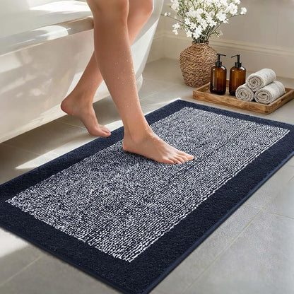 44x24 Large Bathroom Rugs Washable Non Slip, Bath Mat for Bathroom Floor Tub, Soft Absorbent Quick Dry Mats for Shower, Bathtub,Home Decor(Dark Blue)