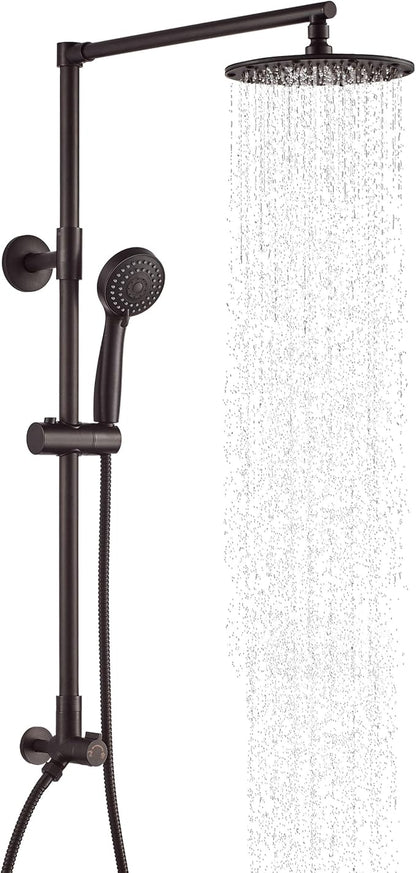 Fennocasa Polaris 3 Retrofit Rain Shower System, 3-Setting Handheld Shower Combo with Slide Bar, 8" Low Profile Shower Head (2.5 GPM Oil-Rubbed Bronze)