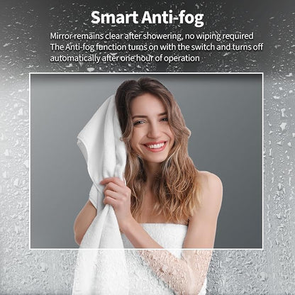 Koonmi 28x20 LED Bathroom Mirror, Shatterproof Mirror with Light | 90CRI Vanity Mirror with Anti-fog Backlit + Front Lit, 3 Color, Easy Install for Bathroom Hotel (IP65)