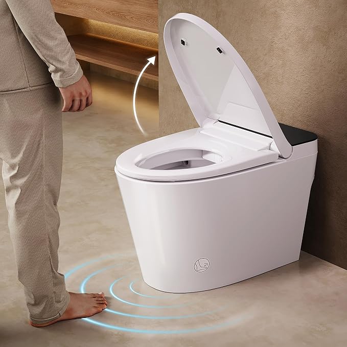 Smart Toilet with Bidet Built In, Auto Open/Close Lid, Foot Sensor to Open Lid/Seat & Flush, Heated Seat, Warm Water Wash, Air Dryer, Built-in Tank, 12" Rough-In, One-Piece Elongated ZY695A