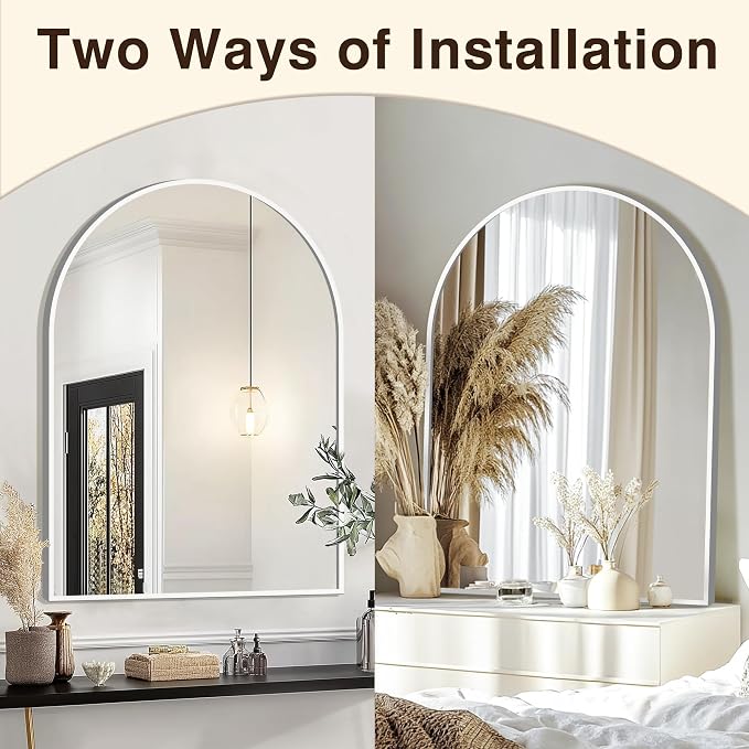 FICTOR 30" x 40" Arched Bathroom Vanity Mirror for Over Sink, Silver | Anti-Rust Metal Framed, HD Tempered Shatter-Proof Glass, Modern Wall Mirror for Entryway, Living Room, Bedroom