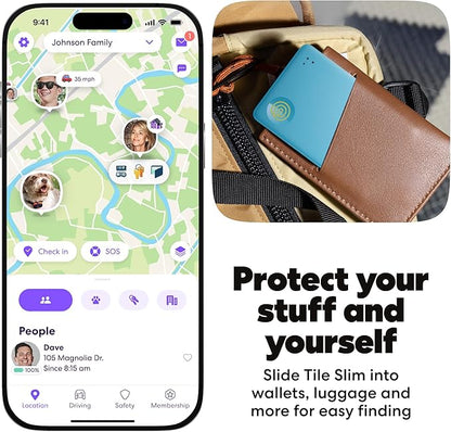 Life360 Tile Slim - Wallet Finder, Bluetooth Tracker and Item Locator for Luggage Tags, Passports and More. Both iOS and Android Compatible. Phone Finder. 1-Pack (Aqua Lemon)
