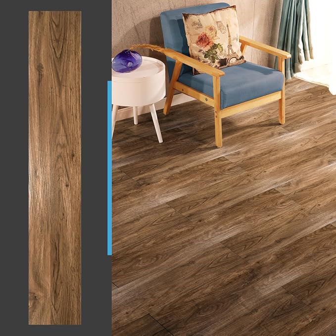 Art3d Wood Texture Peel and Stick Vinyl Floor Planks, 36-Pack, Rosewood | Cover 54 sq.ft, Waterproof, Self-Adhesive, Scratch Resistant, Premium Vinyl, Ideal for Bedroom, Living Room, Kitchen, RV