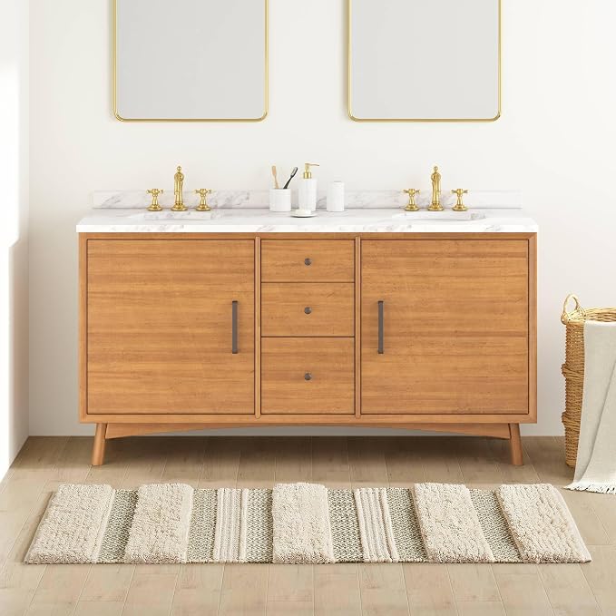 Ink+Ivy Asher Non-Slip Bath Rug Absorbent Quick Dry, 22 x 58, Sage Green | Soft Pile, Machine Washable, Striped Pattern, Boho, OEKO-TEX Certified, Hand-Woven Texture, for Bathroom, Shower Room