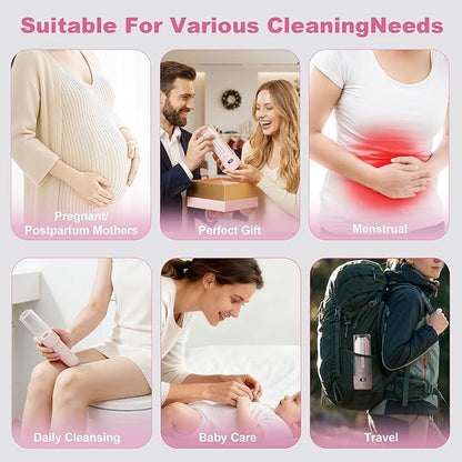 Portable Bidet for Travel | Bathroom - Rechargeable Electric Bidet Sprayer with 3 Pressure | Waterproof for Ultimate Personal Hygiene Cleaning at Home Office and Camping (Pink)