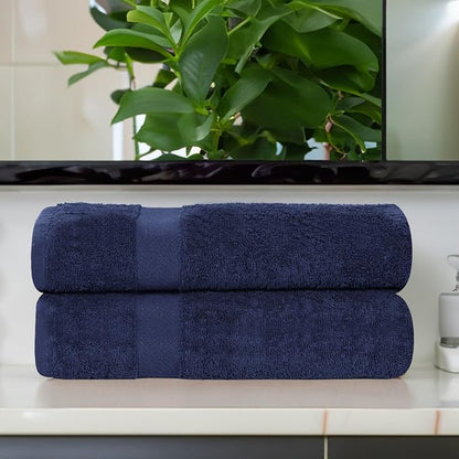 Superior 2-Piece Cotton Bath Sheet Set, Large Towels for Body, Quick Dry, Bathroom Essentials, Guest/Master Bath, Shower, Home Accessories, Apartment, Airbnb, Franklin Collection, Blue