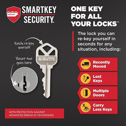 Kwikset Juno Entry Door Knob with Lock and Key, Secure Keyed Handle Exterior, Front Entrance and Bedroom, Venetian Bronze, Pick Resistant SmartKey Rekey Security and Microban