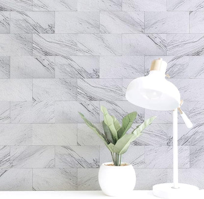 Art3d 102-Pack Peel and Stick Backsplash on Subway Tile, White Granite | 3 x 6 in, PVC, Self Adhesive, Waterproof, Traceless Peel, Modular Splicing, Ideal for Vanities, Bathrooms