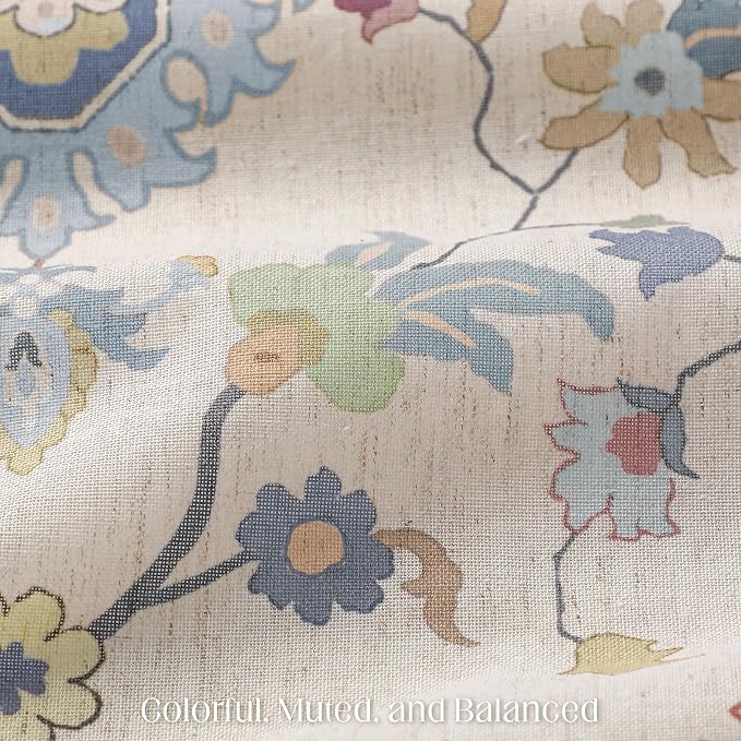 Boho Floral Shower Curtain, Vintage Cottage Core Shower Curtains for Bathroom, 72Wx72H Inch