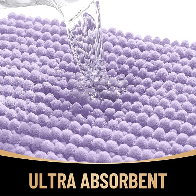 OLANLY Thick Chenille Bathroom Runner Rugs Mats 70x24, Lavender | Soft Absorbent Bath Rugs, Rubber Backing, Machine Wash Dry, Bath Mats for Bathroom, Tub and Shower, Home Decor Accessories