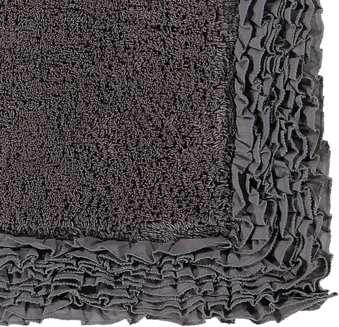 Better Trends Bathmat 100% Cotton Non-Slip Washable Rug Soft Tufted 24" x 40" Bath Mat Water Absorbent for Bathroom Floor Decor, Tub, Bedroom Kitchen Rugs Blue Shaggy Border Collection