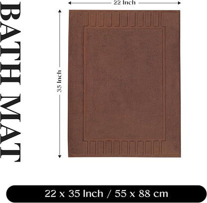 Superior 100% Cotton Bathmat Set, Bath Mats, Bathroom Decor, Shower, Bathtub Essentials, Home Accessories, Washable Rug, No Backing, Heavyweight, Leo Collection, Set of 2, 22" x 35", Brown