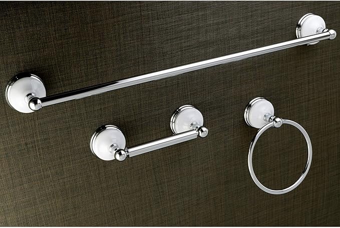 Kingston Brass BAK111148C Victorian 3-Piece 24-Inch Towel Bar Bathroom Accessory Set in Polished Chrome