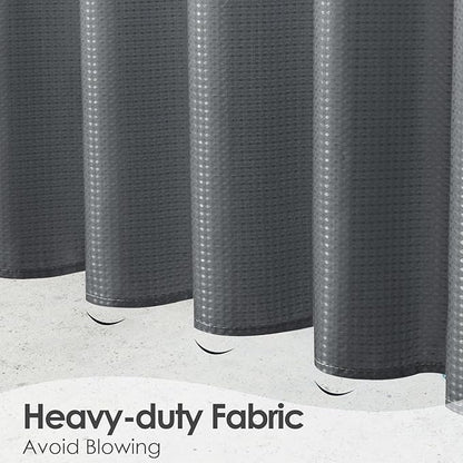 MitoVilla Extra Long Shower Curtain 72 x 84, Grey Ombre 84 inch XL Waffle Fabric Shower Curtains for Modern Luxury Bathroom Decor, Waffle Weave Textured 180GSM Weighted Shower Curtain 84 inch
