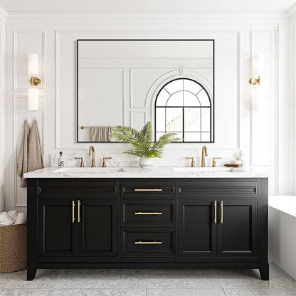 FICTOR Bathroom Vanity Mirror for Over Sink, 30" x 40", Black | Anti-Rust Frame, Shatterproof Tempered Glass, Vertical/Horizontal Wall Mounted Mirror for Bedroom, Entryway, Living Room