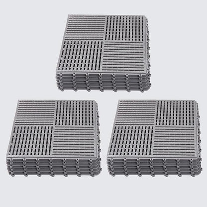 18 Pack Modular Interlocking Tiles Double Non-Slip 12"x12" Gray | 0.4" Thick with Drain Holes for Pool Deck Shower Garage Basement Boat Pet Area Wet Floors Easy Install