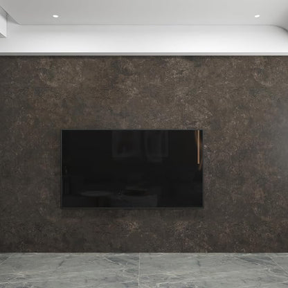 3yecao 31"×1181" Big Roll Large Size Wide Thick Dark Brown Tan Grey Concrete Wallpaper Peel and Stick Waterproof Taupe Charcoal Gray Concrete Cement Contact Paper Vinyl Tile Sticker for Bedroom Walls
