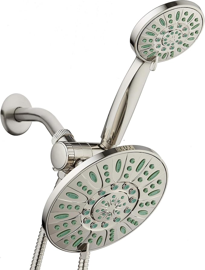 AquaDance Antimicrobial High Pressure 7" Rain & Handheld Shower Head Combo | Enjoy More Power & Better Shower Hygiene with Lifetime Antimicribial Nozzle Protection from Mold, Mildew & Bacteria - Nickel