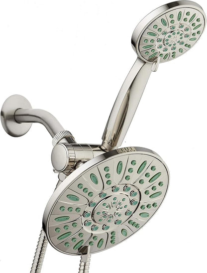AquaDance Antimicrobial High Pressure 7" Rain & Handheld Shower Head Combo | Enjoy More Power & Better Shower Hygiene with Lifetime Antimicribial Nozzle Protection from Mold, Mildew & Bacteria - Nickel