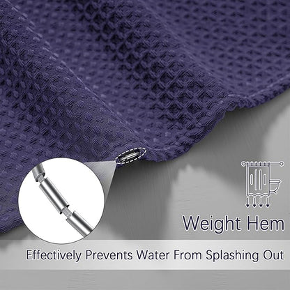 Extra Long Purple Bathroom Decor Waffle Shower Curtain 96 Inches 256GSM Heavy Duty Shower Curtain Set, Hotel Quality Water Repellent Modern Shower Curtains with 12 Hooks,72Wx96H