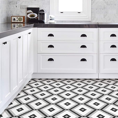 FloorPops FP2950 Leyton Peel & Stick Floor Tiles, Black