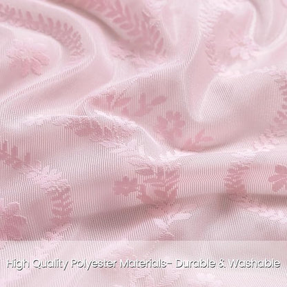 WAZZIO Pink Lace Shower Curtain - Vintage Pretty Pastel Girl Floral Shower Curtain Girly, Cute Coquette Tassel Princess Bath Curtains for Bathroom, 72 x 72 Inch, 1 Panel