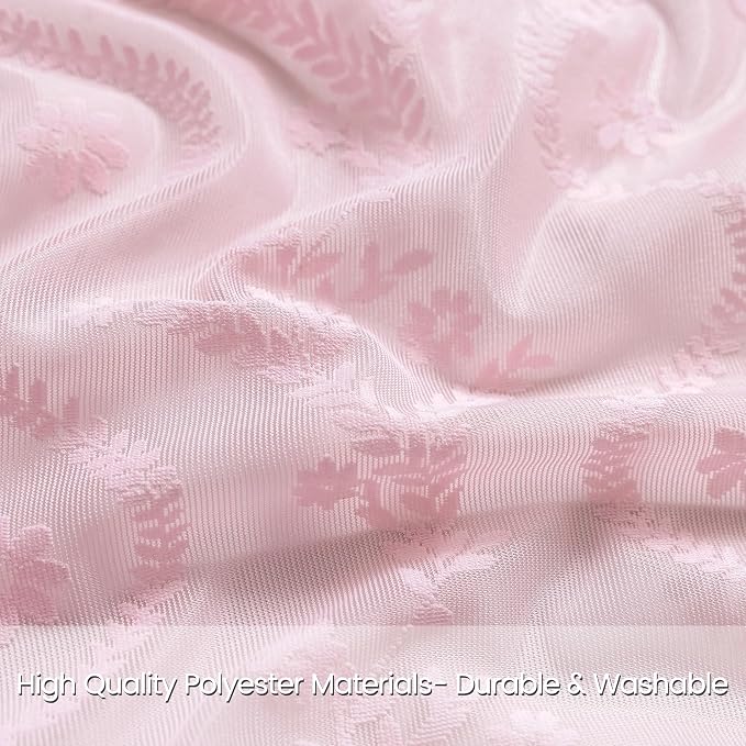 WAZZIO Pink Lace Shower Curtain - Vintage Pretty Pastel Girl Floral Shower Curtain Girly, Cute Coquette Tassel Princess Bath Curtains for Bathroom, 72 x 84 Inch, 1 Panel
