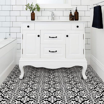 FloorPops Black Gothic Peel & Stick Floor Tiles, FP2475 (Pack of 6)