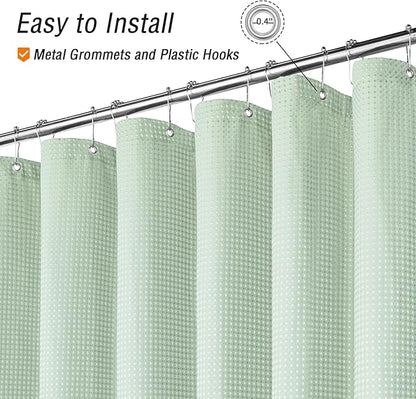 Extra Long Mint Green Fabric Shower Curtain, 72 x 84 | Tall Cloth-Textured Shower Curtain for Bathroom, Water Repellent, Machine Washable