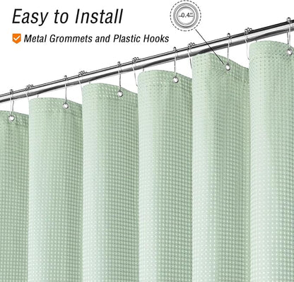 Small Stall Mint Green Fabric Shower Curtain, 36 x 72 | Narrow Half Cloth-Textured Shower Curtain for Bathroom, Water Repellent, Machine Washable