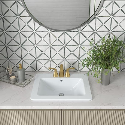 MSI White 21.00 in. (Width) X 18.3125 in. (Height) Rectangle Porcelain Overmount Vanity Sink