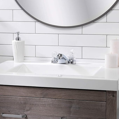 Aqua Vista 10-B421-AV Two Handle Bathroom Sink Faucet, Polished Chrome with Acrylic Round Knobs