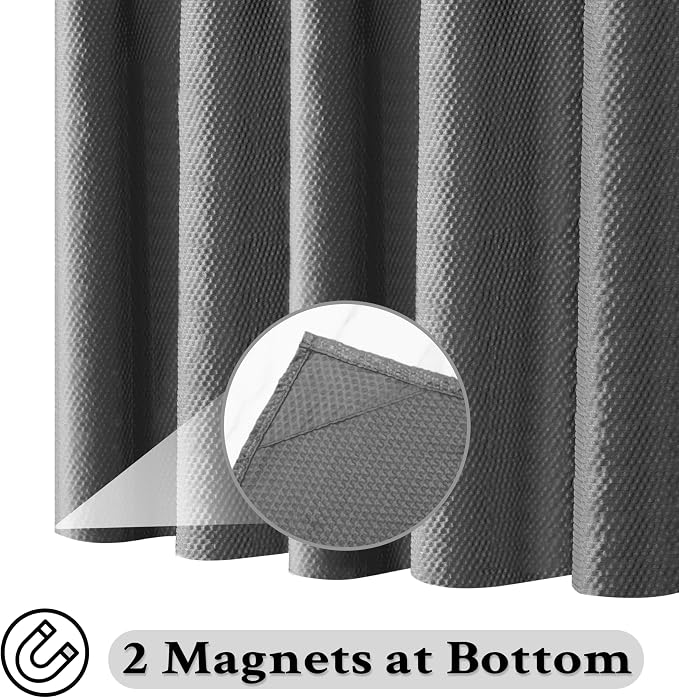 Tititex Solid Grey Cloth Fabric Shower Curtain Liner with 2 Magnets - Texture Soft Hotel Quality Waterproof Shower Liner, Light-Weight & Machine Washable 72x72 inch