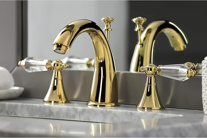 Aqua Eden KS2972WLL 8 in. Widespread Bathroom Faucet, Polished Brass