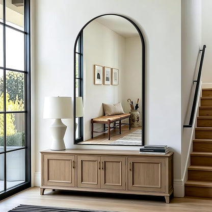 Arched Bathroom Vanity Mirror for Over Sink, 55”x30”, Black | HD Tempered Glass, Anti-Rust Metal Frame, Hanging or Leaning, Wall Mirrors for Bathroom Sink, Bedroom, Living Room, Entryway