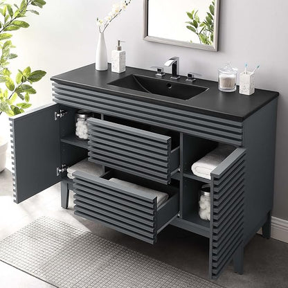 Modway Render 48" Single Bathroom Vanity in Gray Black