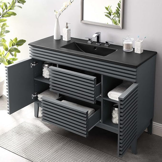Modway Render 48" Single Bathroom Vanity in Gray Black