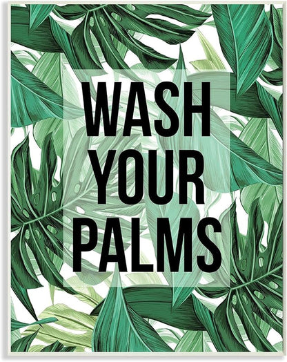 Bathroom Palm Phrase, 13 x 19 Inch Mounted Print on Wall Plaque | Stupell Industries · By Lil' Rue · Ready to hang · Great for bath and laundry spaces · Made in USA