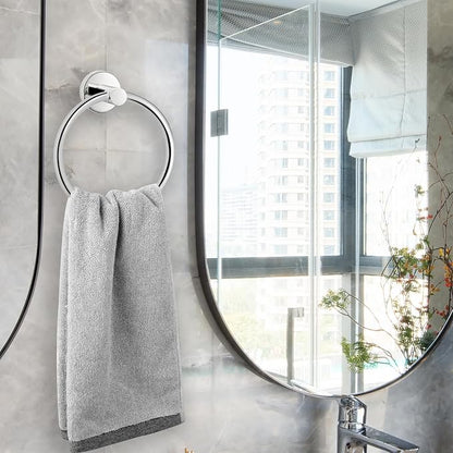 Chrome Bathroom Hardware Set, Towel Ring & Toilet Paper Holder, Stainless Steel SUS304, Hand Towel Hanger & Toilet Roll Holder, Sturdy Bathroom Accessories for Home or Kitchen
